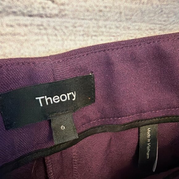 Theory 100% Wool Purple Straight-Leg Pants Size 6 - Picture 3 of 5